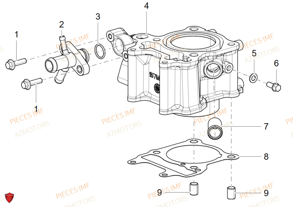 Cylindre AZMOTORS PIECES ADN 125 4T EURO 5+