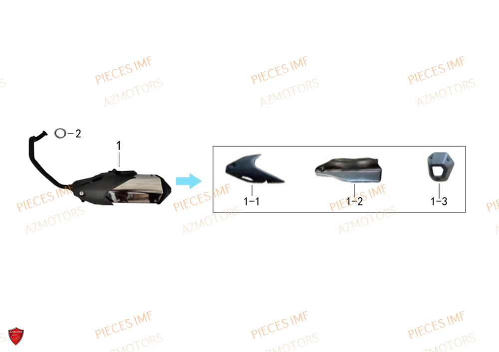 Echappement AZMOTORS PIECES ADN 125 4T EURO 5+