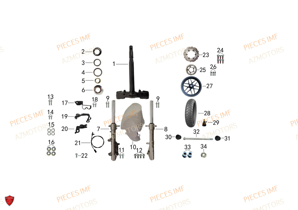 Roue Avant AZMOTORS PIECES ADN 125 4T EURO 5+