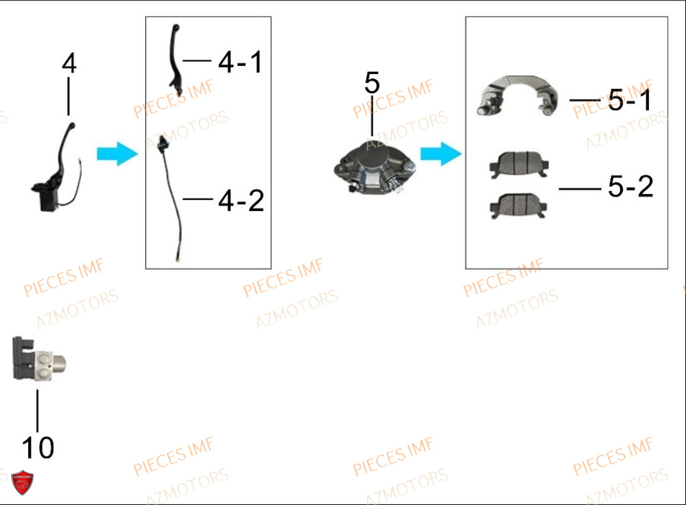 Systeme De Frein Complet 2 AZMOTORS PIECES ADN 125 4T EURO 5+