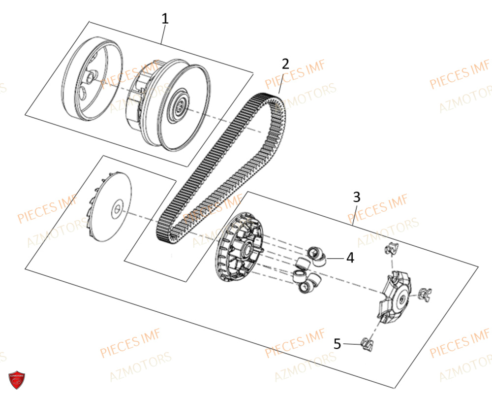 Variateur Et Embrayage AZMOTORS PIECES ADN 125 4T EURO 5+