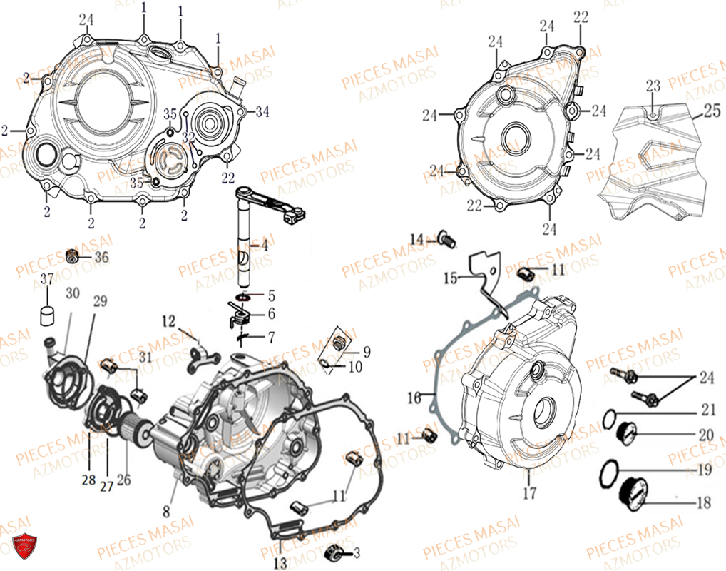 Cache Carter MASAI Pièces Moto ADVENTURE 125cc