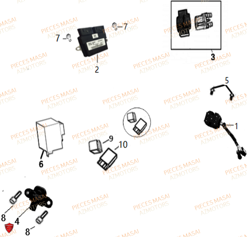 Composants Electroniques MASAI Pièces Moto ADVENTURE 125cc