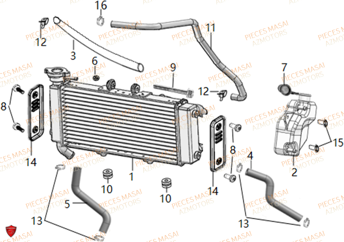 Radiateur MASAI Pièces Moto ADVENTURE 125cc