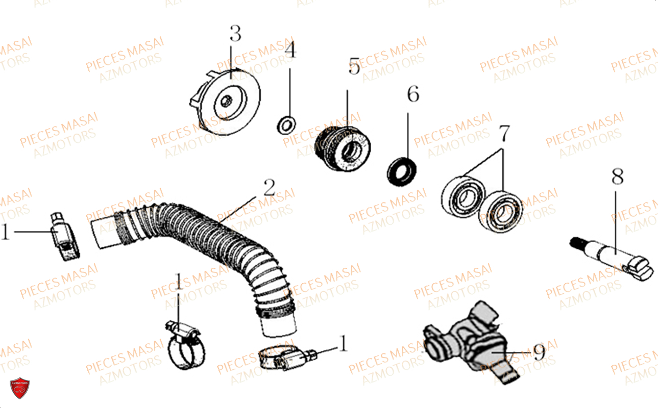 Refroidissement MASAI Pièces Moto ADVENTURE 125cc