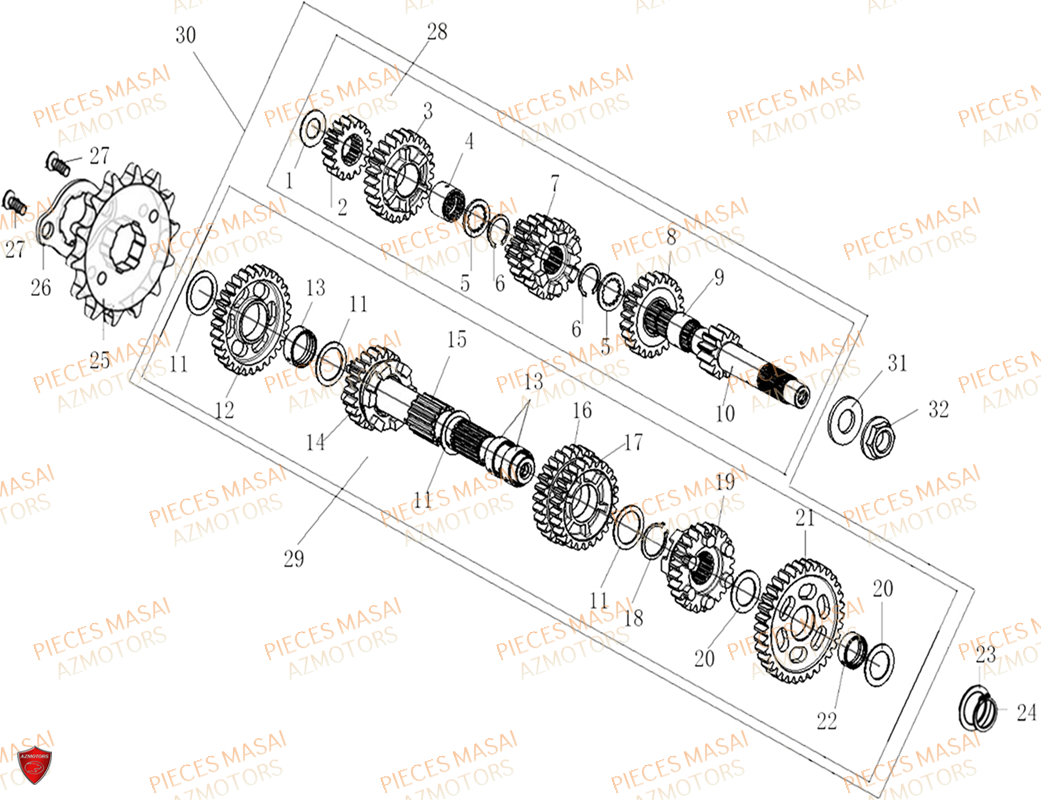 Transmission MASAI Pièces Moto ADVENTURE 125cc