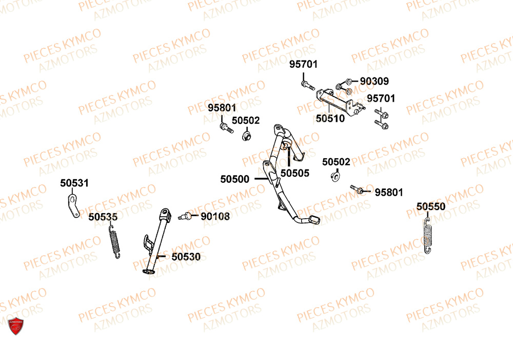 Bequille KYMCO Pieces AGILITY 50 16+ EURO5 (KP10DL)