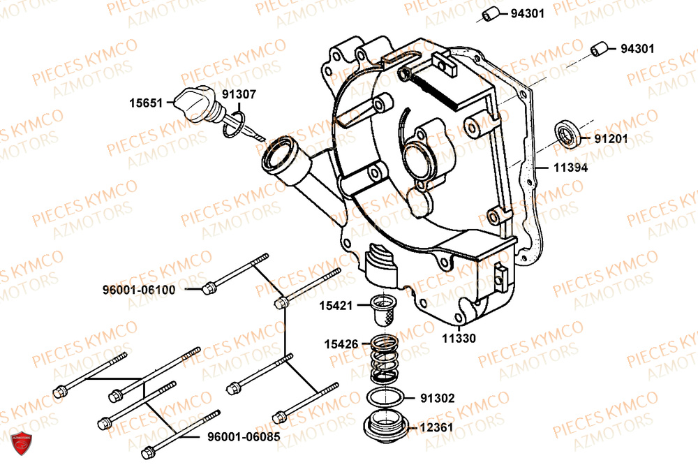Carter Droit KYMCO Pieces AGILITY 50 16+ EURO5 (KP10DL)