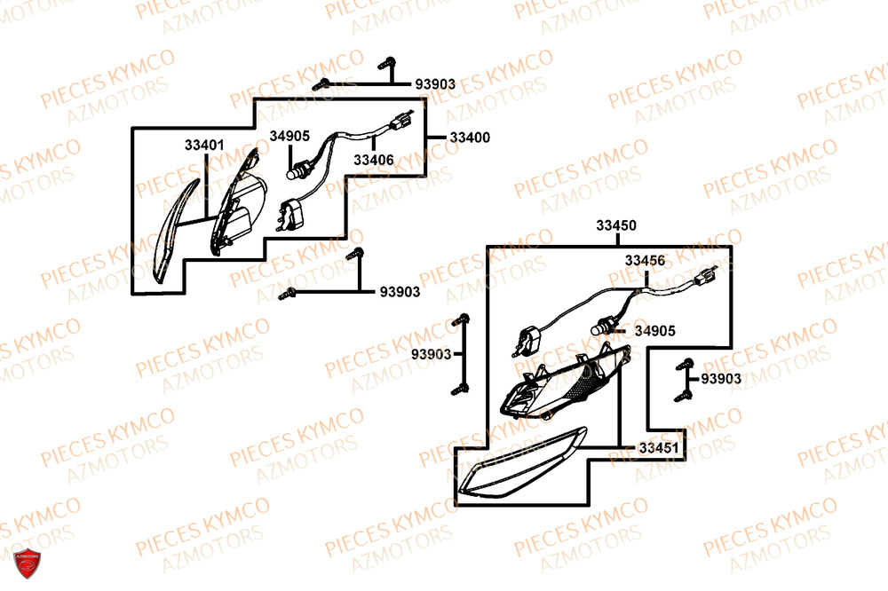 Clignotants KYMCO Pieces AGILITY 50 16+ EURO5 (KP10DL)