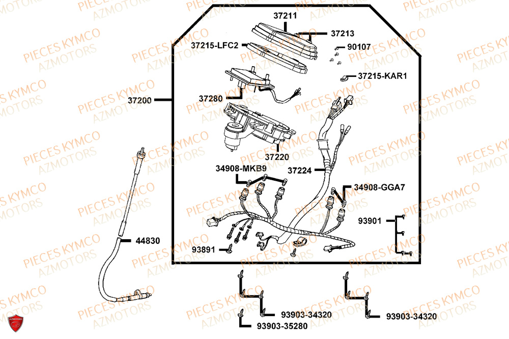 Compteur KYMCO Pieces AGILITY 50 16+ EURO5 (KP10DL)