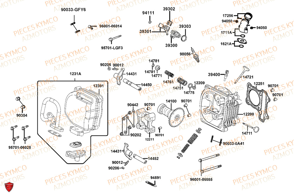 Culasse KYMCO Pieces AGILITY 50 16+ EURO5 (KP10DL)