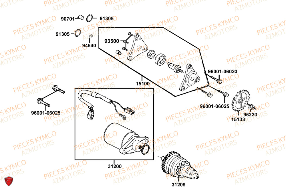 Demarreur KYMCO Pieces AGILITY 50 16+ EURO5 (KP10DL)