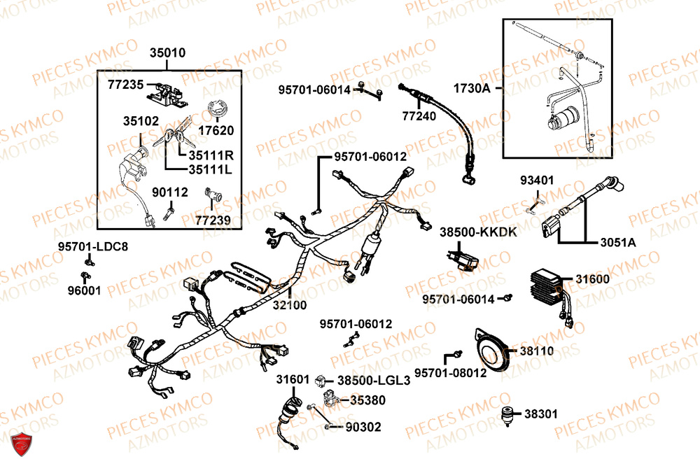 Equipement Electrique KYMCO Pieces AGILITY 50 16+ EURO5 (KP10DL)