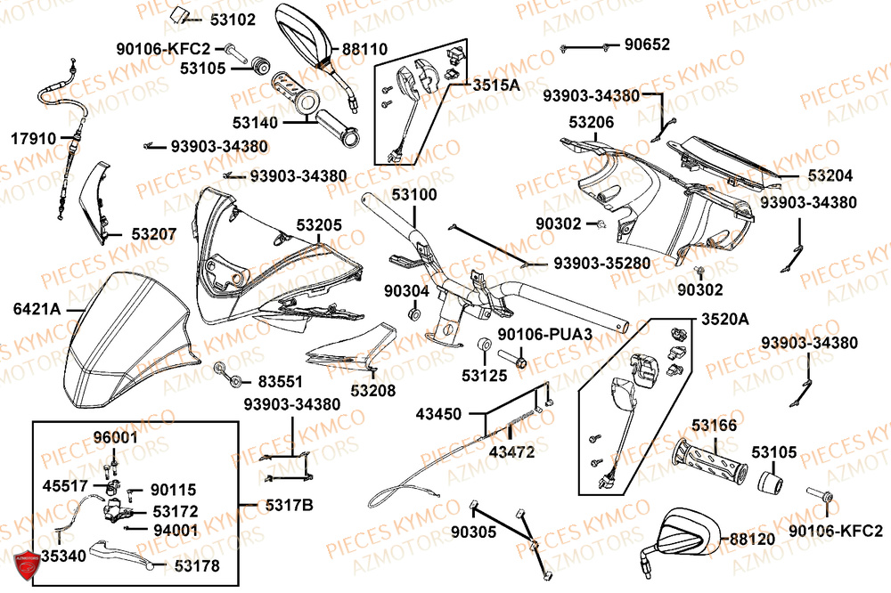 Guidon KYMCO Pieces AGILITY 50 16+ EURO5 (KP10DL)