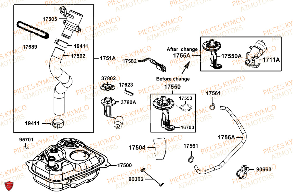 Reservoir KYMCO Pieces AGILITY 50 16+ EURO5 (KP10DL)