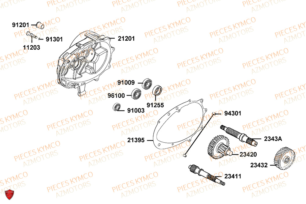 Transmission KYMCO Pieces AGILITY 50 16+ EURO5 (KP10DL)
