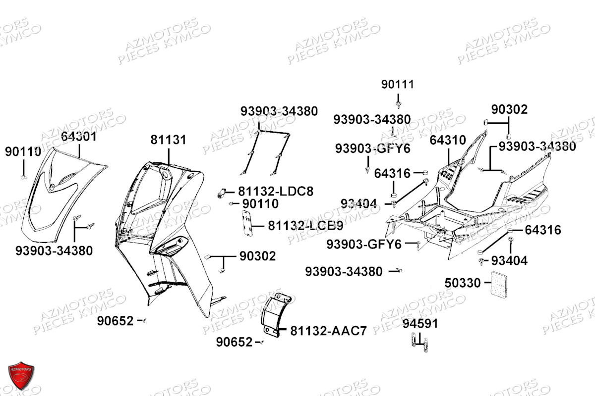 Carenages Avant KYMCO Pièces AGILITY 50 12 4T EURO 5 (KN10EM/KN10EN)
