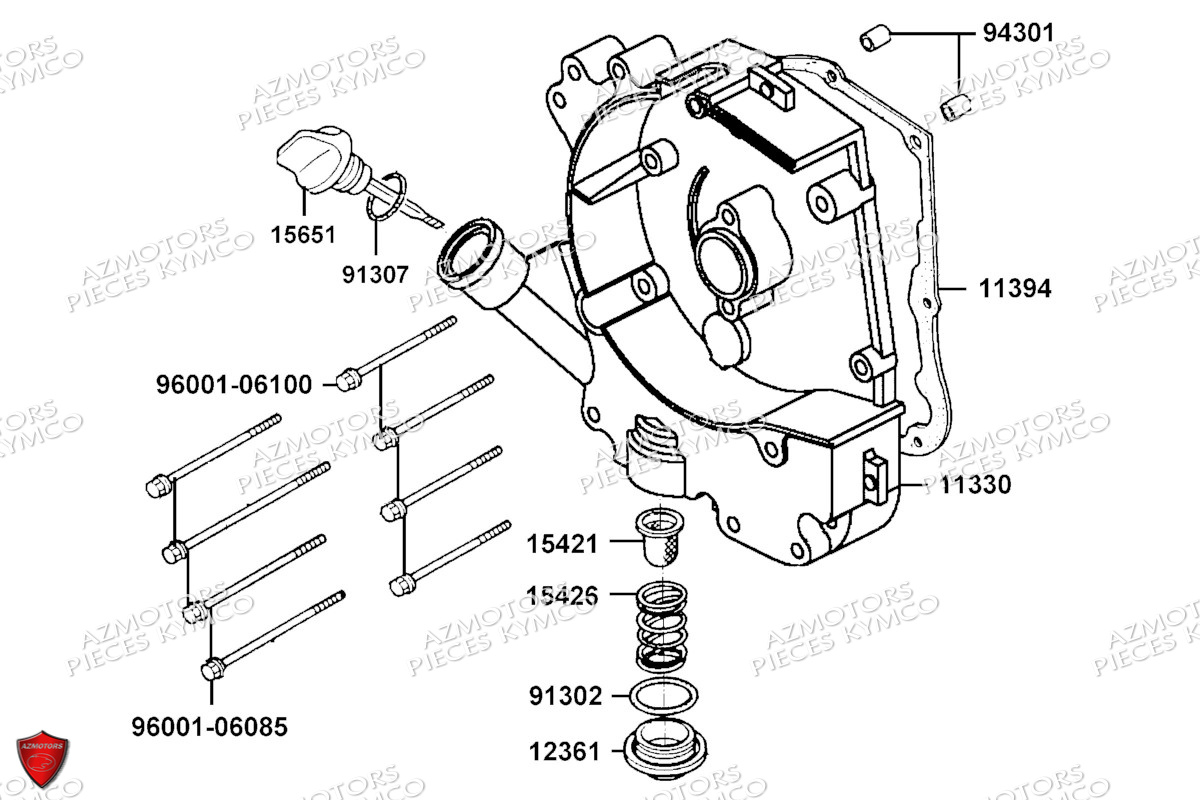 Carter Droit KYMCO Pièces AGILITY 50 12 4T EURO 5 (KN10EM/KN10EN)