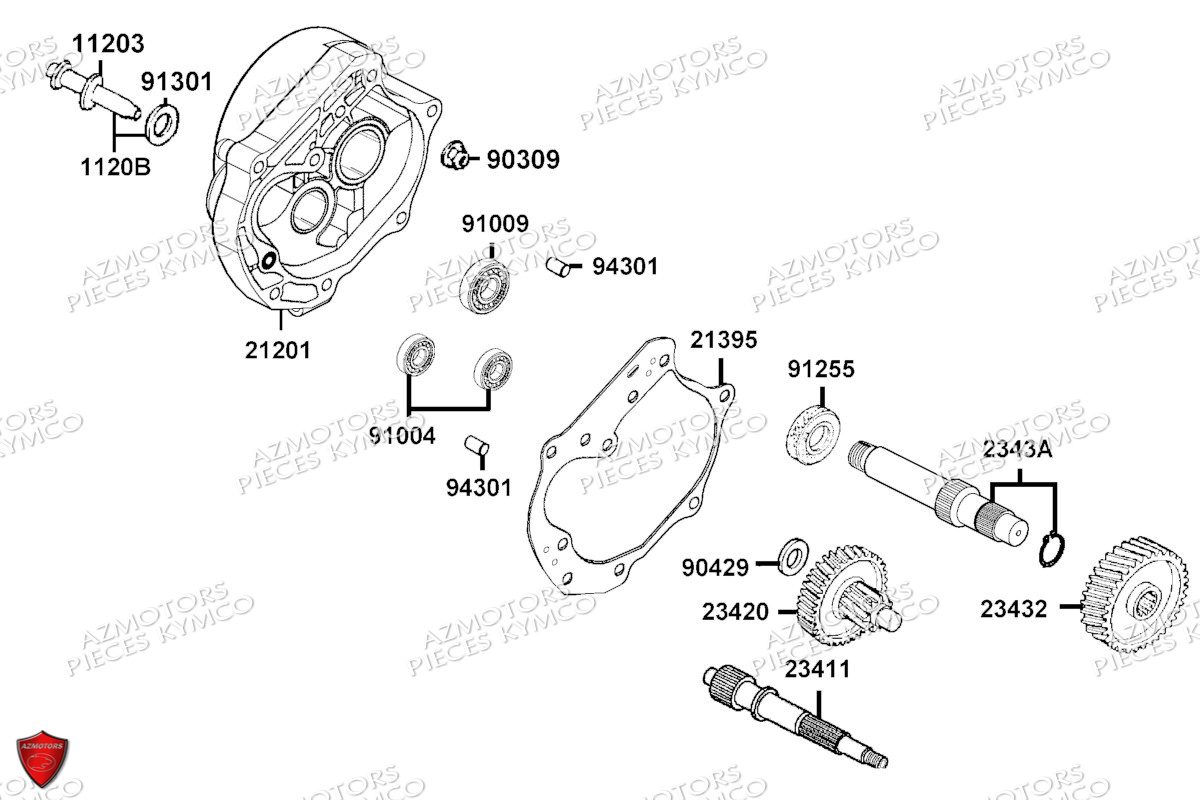 Transmission KYMCO Pièces AGILITY 50 12 4T EURO 5 (KN10EM/KN10EN)