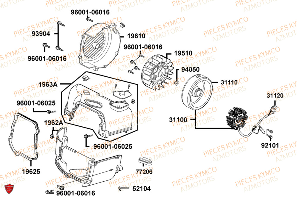 Allumage KYMCO Pièces AGILITY 50 12P 4T EURO 5+ (KN10ER)