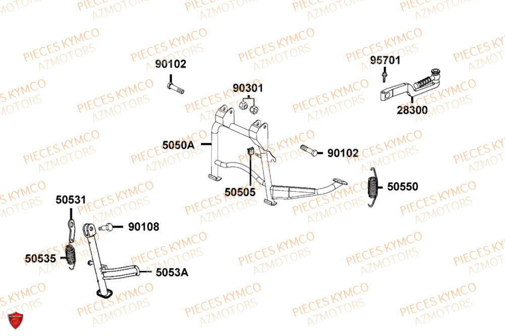 Bequille KYMCO Pièces AGILITY 50 12P 4T EURO 5+ (KN10ER)