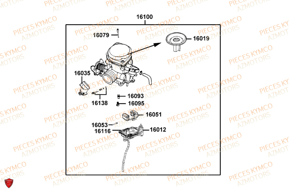 Carburateur KYMCO Pièces AGILITY 50 12P 4T EURO 5+ (KN10ER)