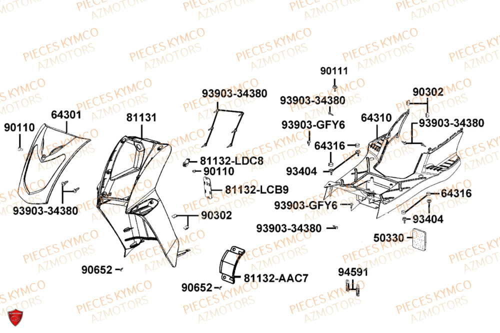Carenage Avant KYMCO Pièces AGILITY 50 12P 4T EURO 5+ (KN10ER)