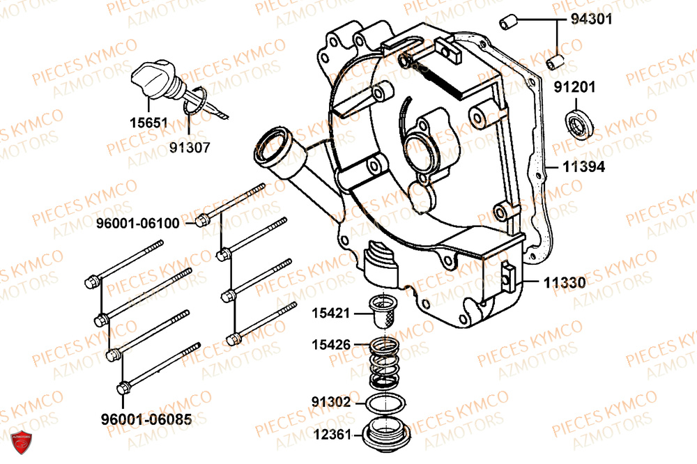 Carter Droit KYMCO Pièces AGILITY 50 12P 4T EURO 5+ (KN10ER)