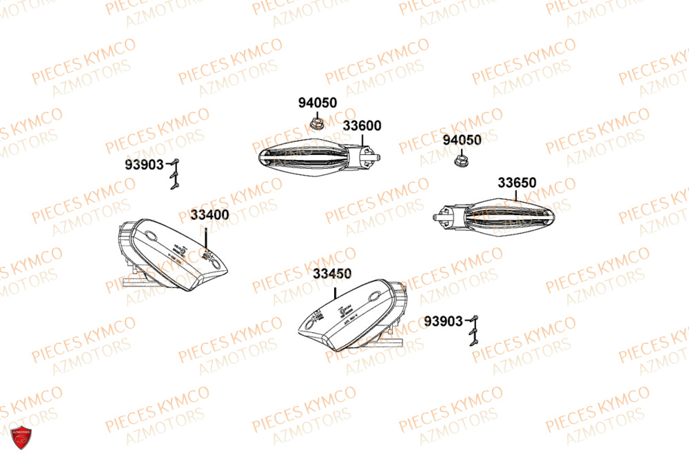 Clignotants KYMCO Pièces AGILITY 50 12P 4T EURO 5+ (KN10ER)