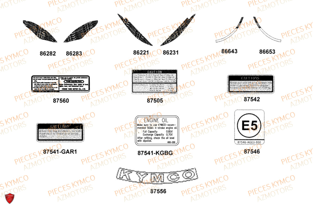 Decors KYMCO Pièces AGILITY 50 12P 4T EURO 5+ (KN10ER)