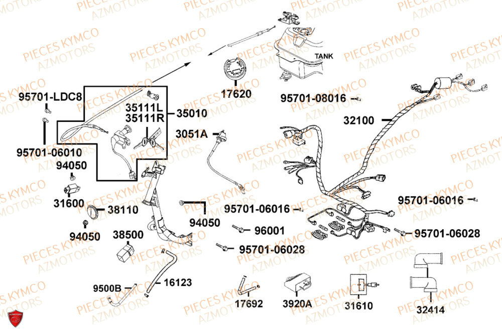 Equipement Electrique KYMCO Pièces AGILITY 50 12P 4T EURO 5+ (KN10ER)