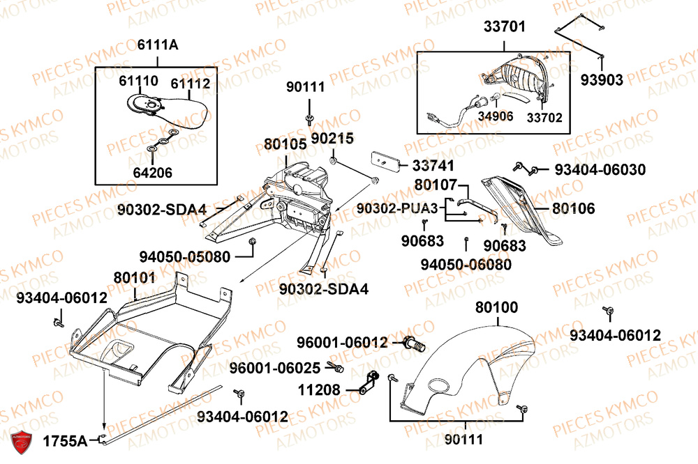 Feu Arriere KYMCO Pièces AGILITY 50 12P 4T EURO 5+ (KN10ER)
