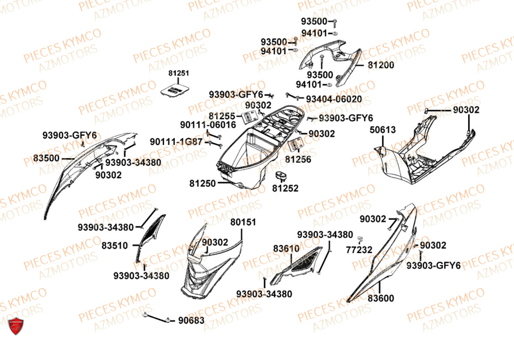 Carenage Arriere KYMCO Pieces AGILITY 50 NAKED RENOUVO 4T EURO5+ (KN10FD)