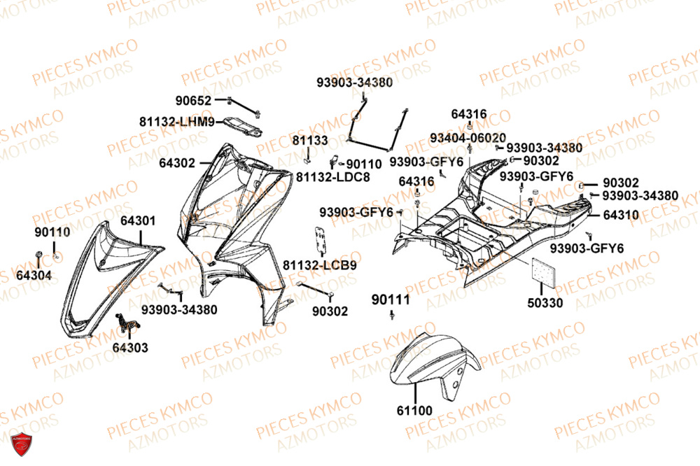 Carenage Avant KYMCO Pieces AGILITY 50 NAKED RENOUVO 4T EURO5+ (KN10FD)