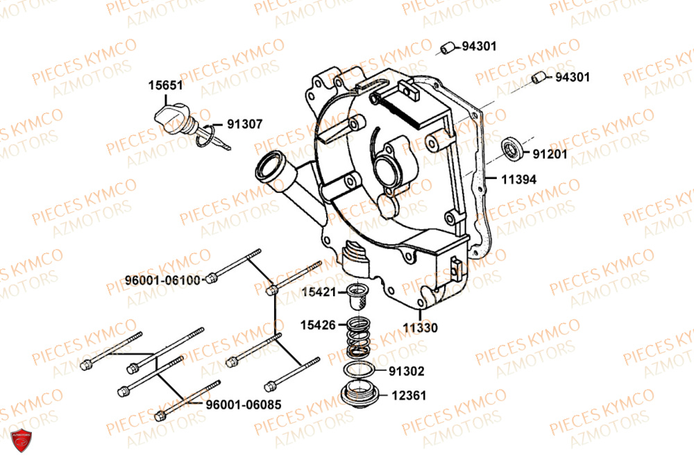 Carter Droit KYMCO Pieces AGILITY 50 NAKED RENOUVO 4T EURO5+ (KN10FD)