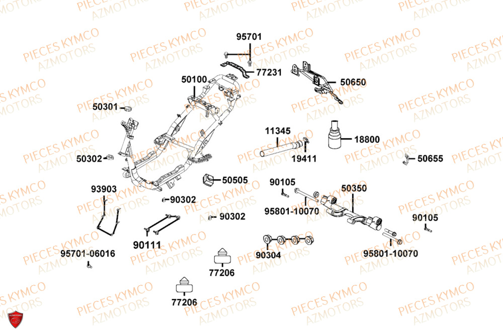 Chassis KYMCO Pieces AGILITY 50 NAKED RENOUVO 4T EURO5+ (KN10FD)
