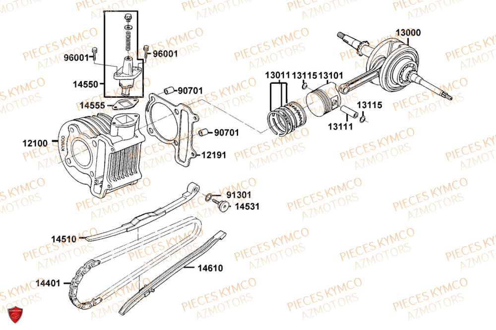 Cylindre KYMCO Pieces AGILITY 50 NAKED RENOUVO 4T EURO5+ (KN10FD)