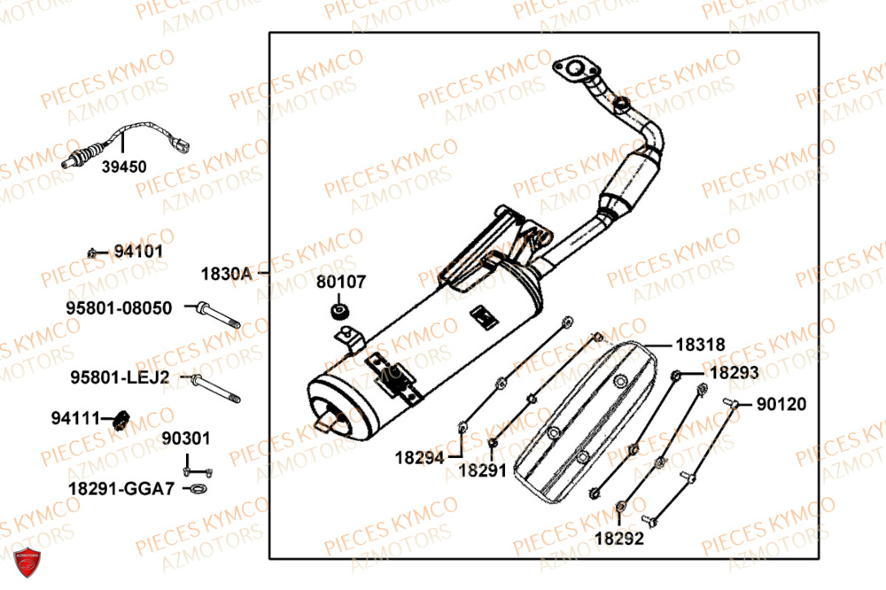 Echappement KYMCO Pieces AGILITY 50 NAKED RENOUVO 4T EURO5+ (KN10FD)