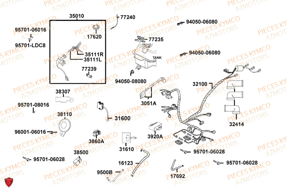 Equipement Electrique KYMCO Pieces AGILITY 50 NAKED RENOUVO 4T EURO5+ (KN10FD)