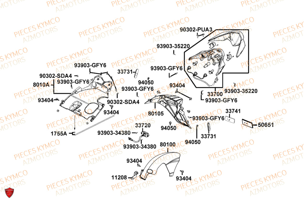 Feu Arriere KYMCO Pieces AGILITY 50 NAKED RENOUVO 4T EURO5+ (KN10FD)