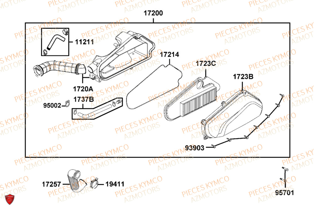 Filtre A Air KYMCO Pieces AGILITY 50 NAKED RENOUVO 4T EURO5+ (KN10FD)