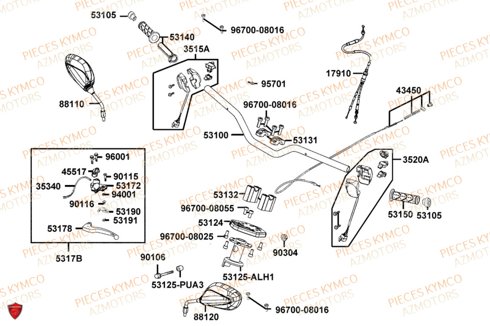 Guidon KYMCO Pieces AGILITY 50 NAKED RENOUVO 4T EURO5+ (KN10FD)