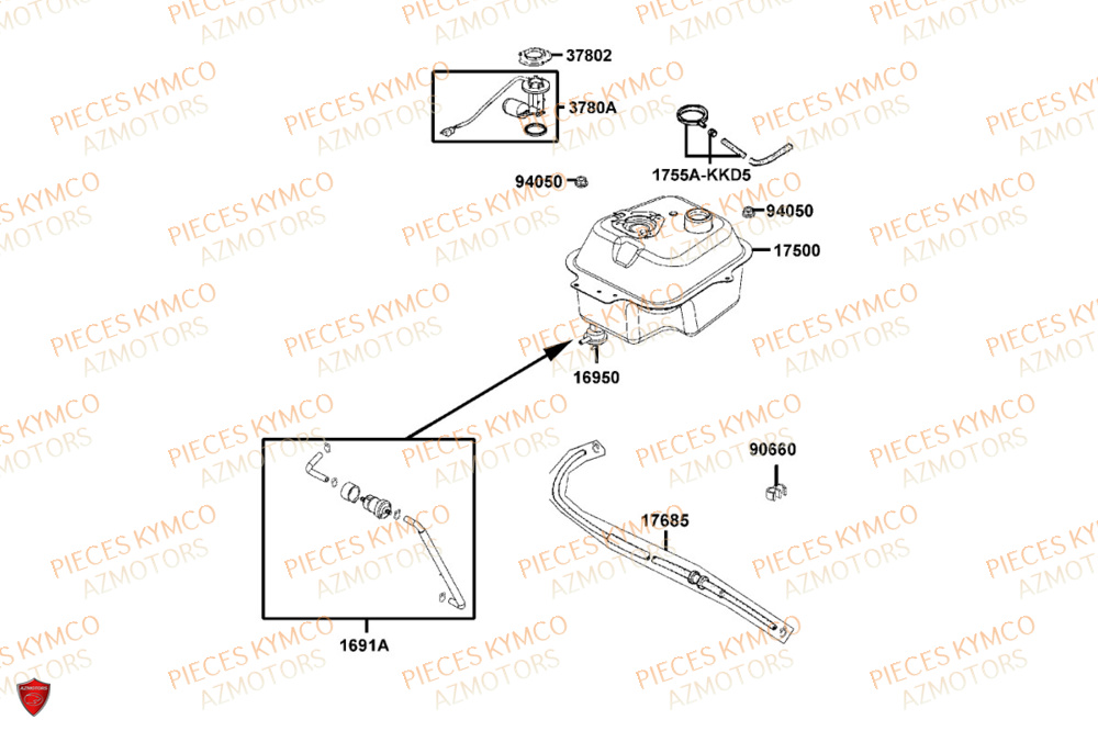 Reservoir KYMCO Pieces AGILITY 50 NAKED RENOUVO 4T EURO5+ (KN10FD)