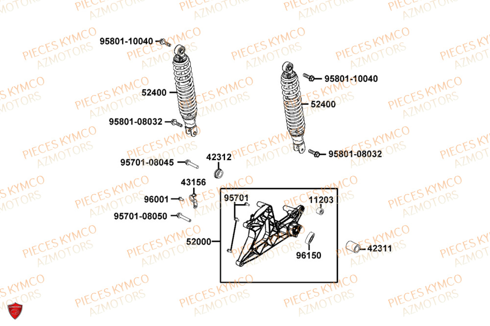 Amortisseur KYMCO Pièces AGILITY S 125I CBS E5+ (TH25CE)