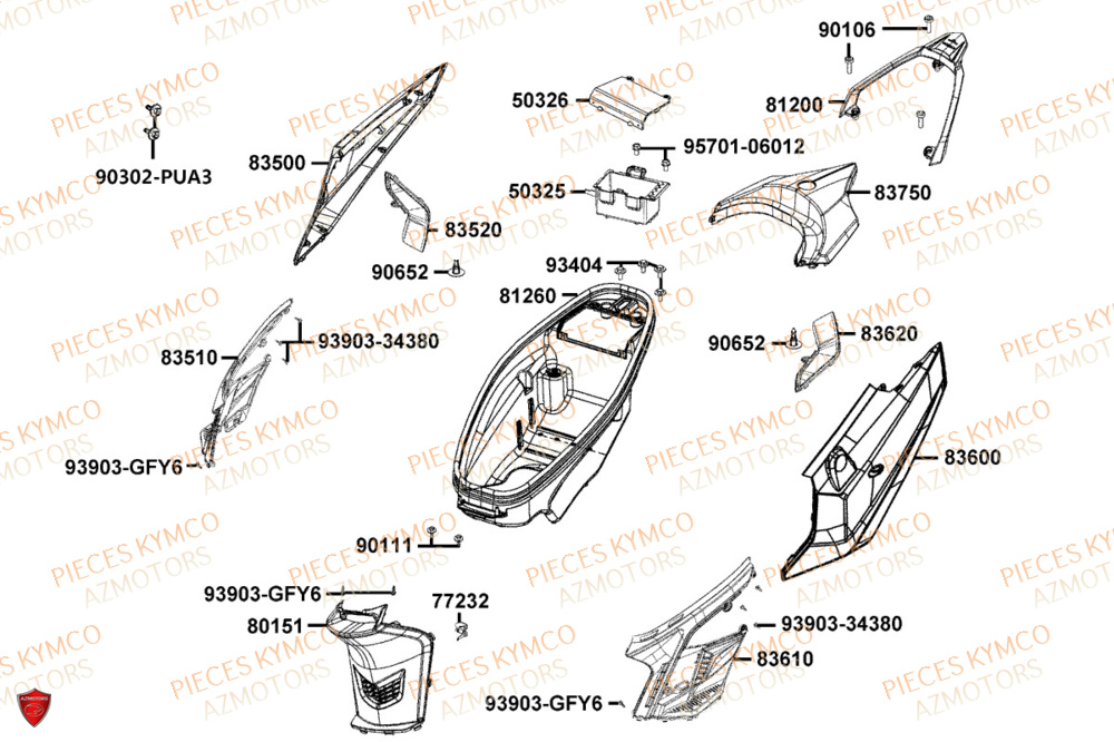 Carenage Arriere KYMCO Pièces AGILITY S 125I CBS E5+ (TH25CE)
