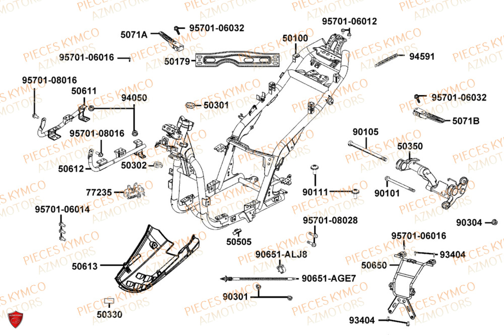 Chassis KYMCO Pièces AGILITY S 125I CBS E5+ (TH25CE)