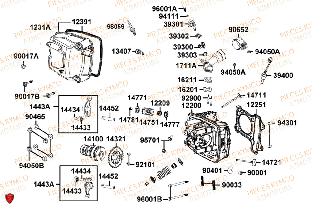 Culasse KYMCO Pièces AGILITY S 125I CBS E5+ (TH25CE)