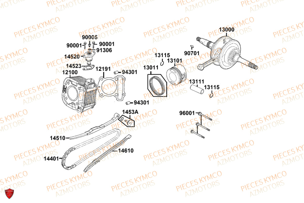 Cylindre KYMCO Pièces AGILITY S 125I CBS E5+ (TH25CE)