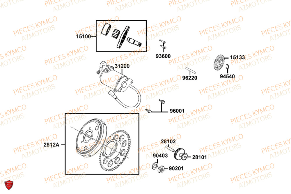 Demarreur KYMCO Pièces AGILITY S 125I CBS E5+ (TH25CE)