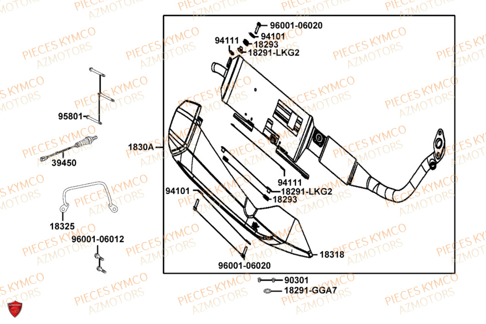 Echappement KYMCO Pièces AGILITY S 125I CBS E5+ (TH25CE)